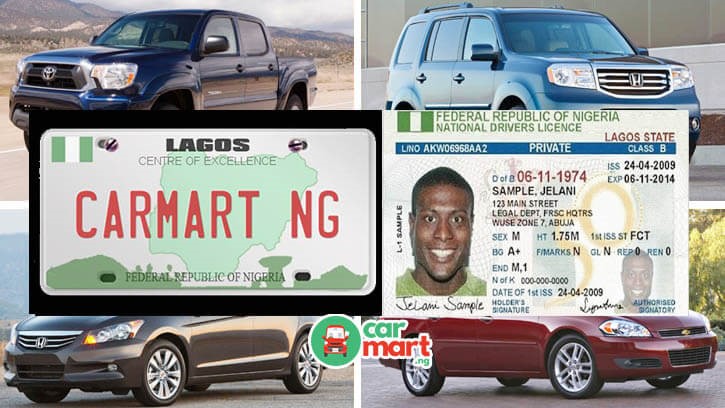 A picture of a car and a license plate with the name CarMart Naija.